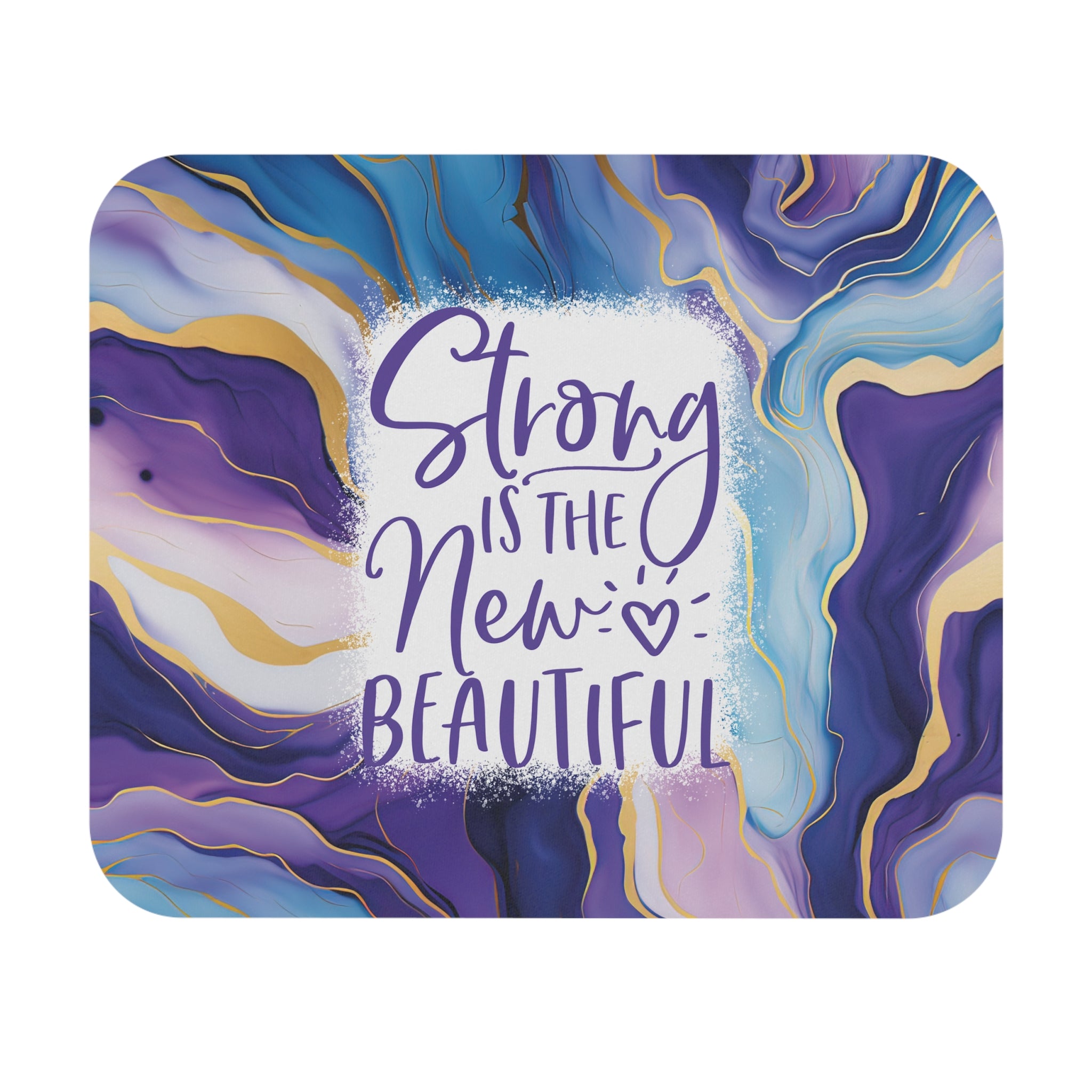 Strong Is the New Beautiful Mouse Pad — Inspirational Purple Marble Desk Mat