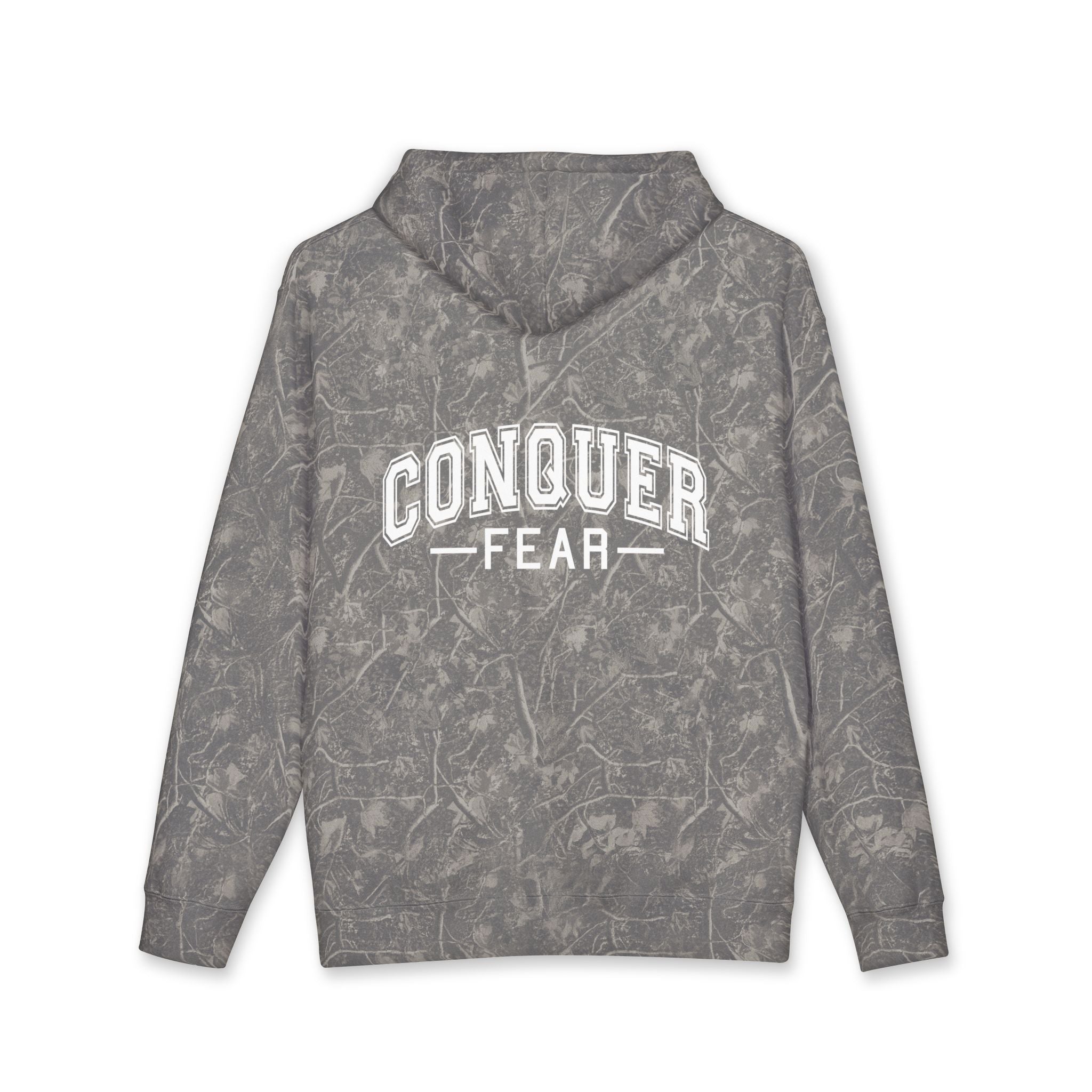Unisex Hoodie — Conquer Fear Graphic Hooded Sweatshirt (Motivational Pullover)