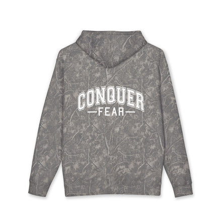 Unisex Hoodie — Conquer Fear Graphic Hooded Sweatshirt (Motivational Pullover)