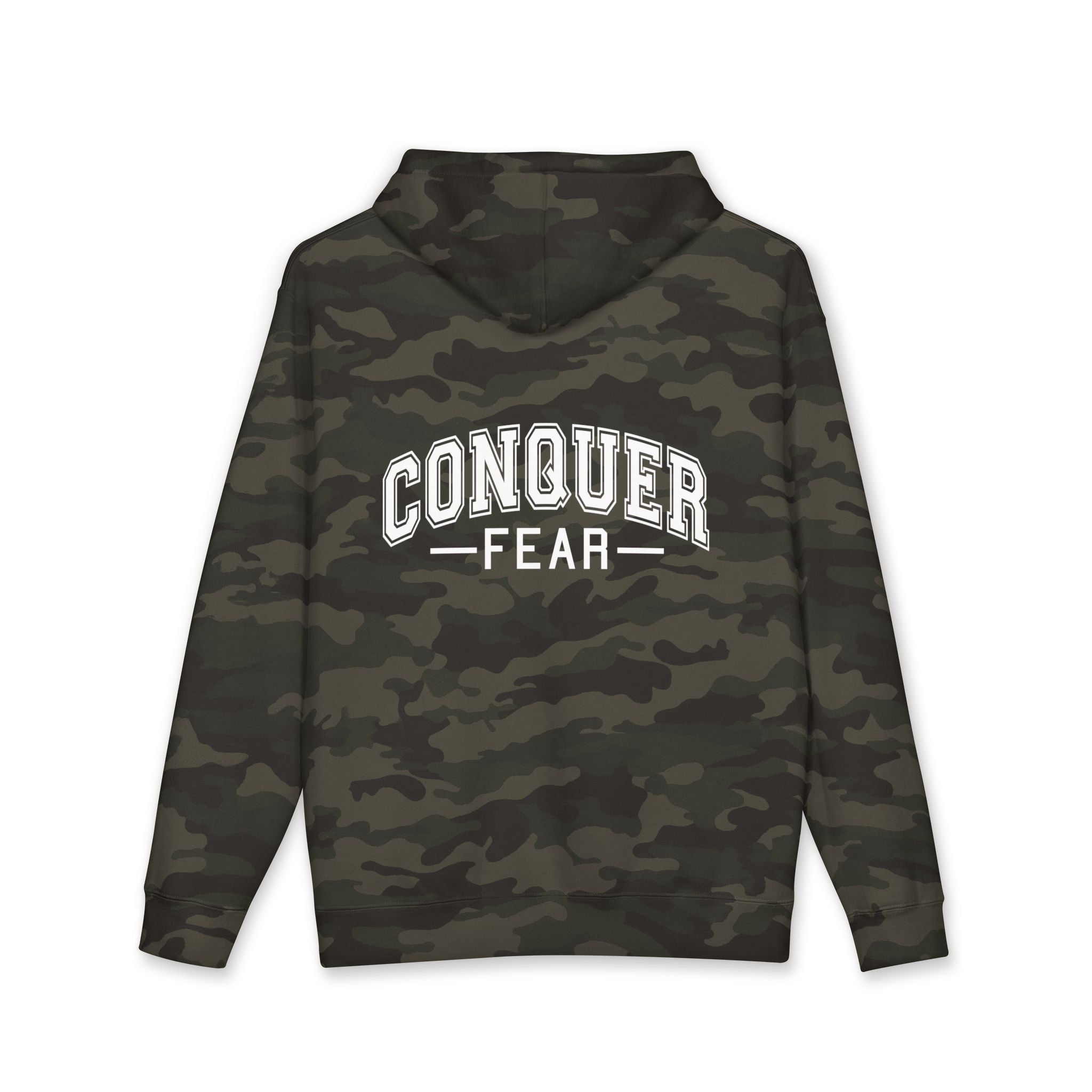 Unisex Hoodie — Conquer Fear Graphic Hooded Sweatshirt (Motivational Pullover)