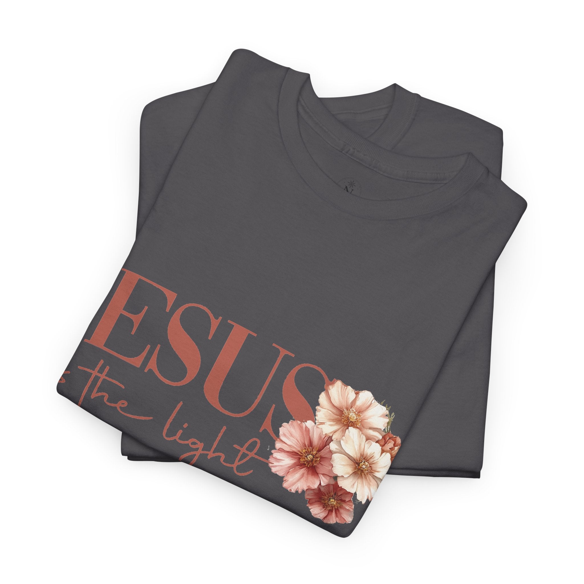 Jesus Is the Light T-Shirt — Floral Cross Christian Tee