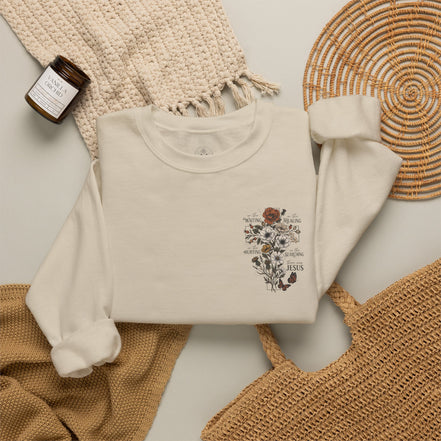 Religious Floral Cross - Inspirational Heavy Blend™ Crewneck Sweatshirt
