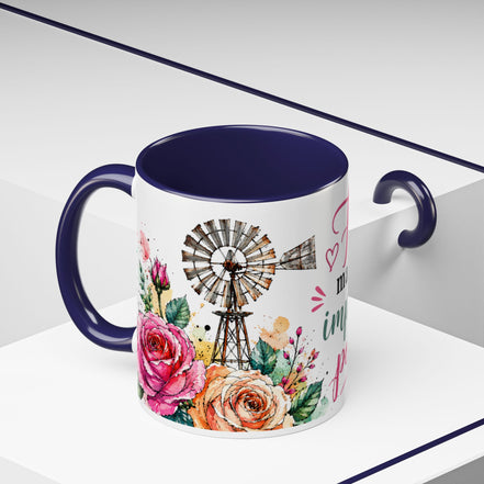 "Faith Makes the Impossible Possible" Coffee Mug — Floral Cross Inspirational Christian 110z