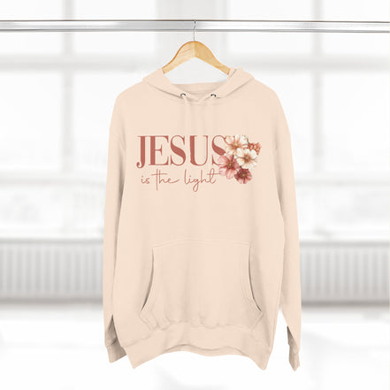 Jesus Is the Light Floral Cross Hoodie — Christian Faith Graphic Hoodie