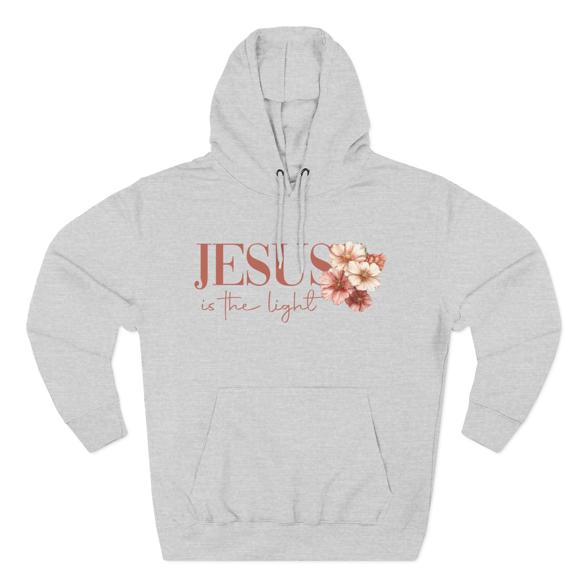 Jesus Is the Light Floral Cross Hoodie — Christian Faith Graphic Hoodie