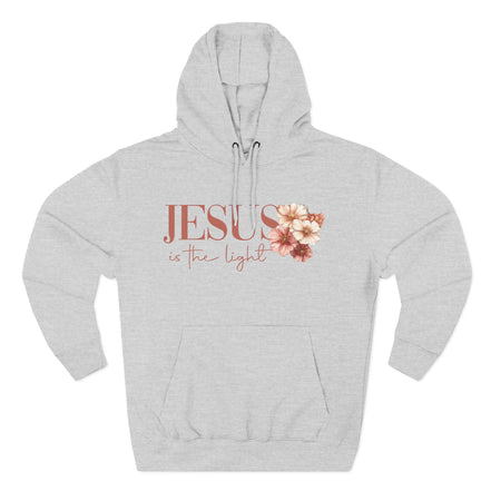 Jesus Is the Light Floral Cross Hoodie — Christian Faith Graphic Hoodie