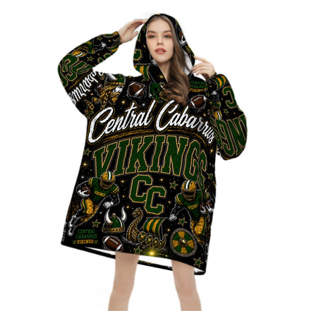 Football Inspired - Central Cabarrus Vikings - Adult blanket hoodie