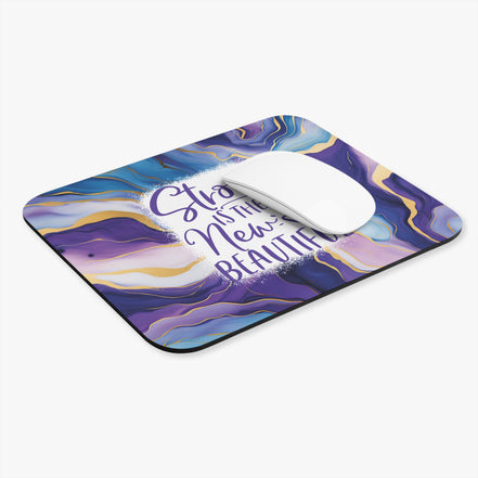 Strong Is the New Beautiful Mouse Pad — Inspirational Purple Marble Desk Mat
