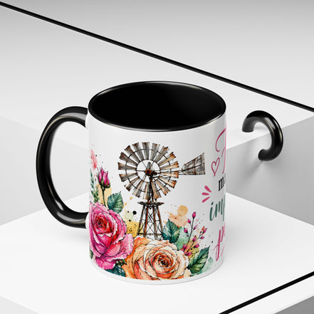 "Faith Makes the Impossible Possible" Coffee Mug — Floral Cross Inspirational Christian 110z