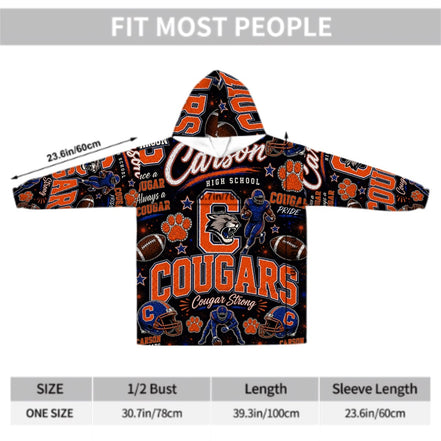 Football Inspired - J.C. Carson Cougars - Adult Blanket Hoodie