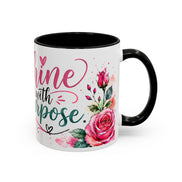 Shine With Purpose Floral Accent Coffee Mug — Inspirational 11oz Ceramic
