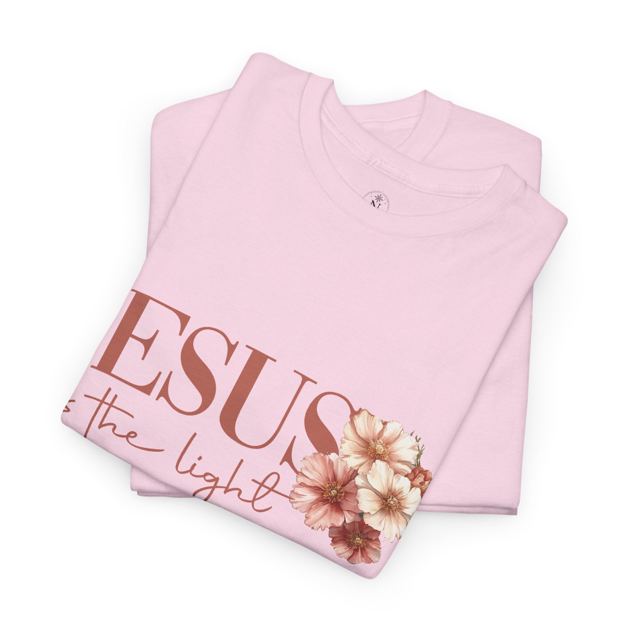 Jesus Is the Light T-Shirt — Floral Cross Christian Tee