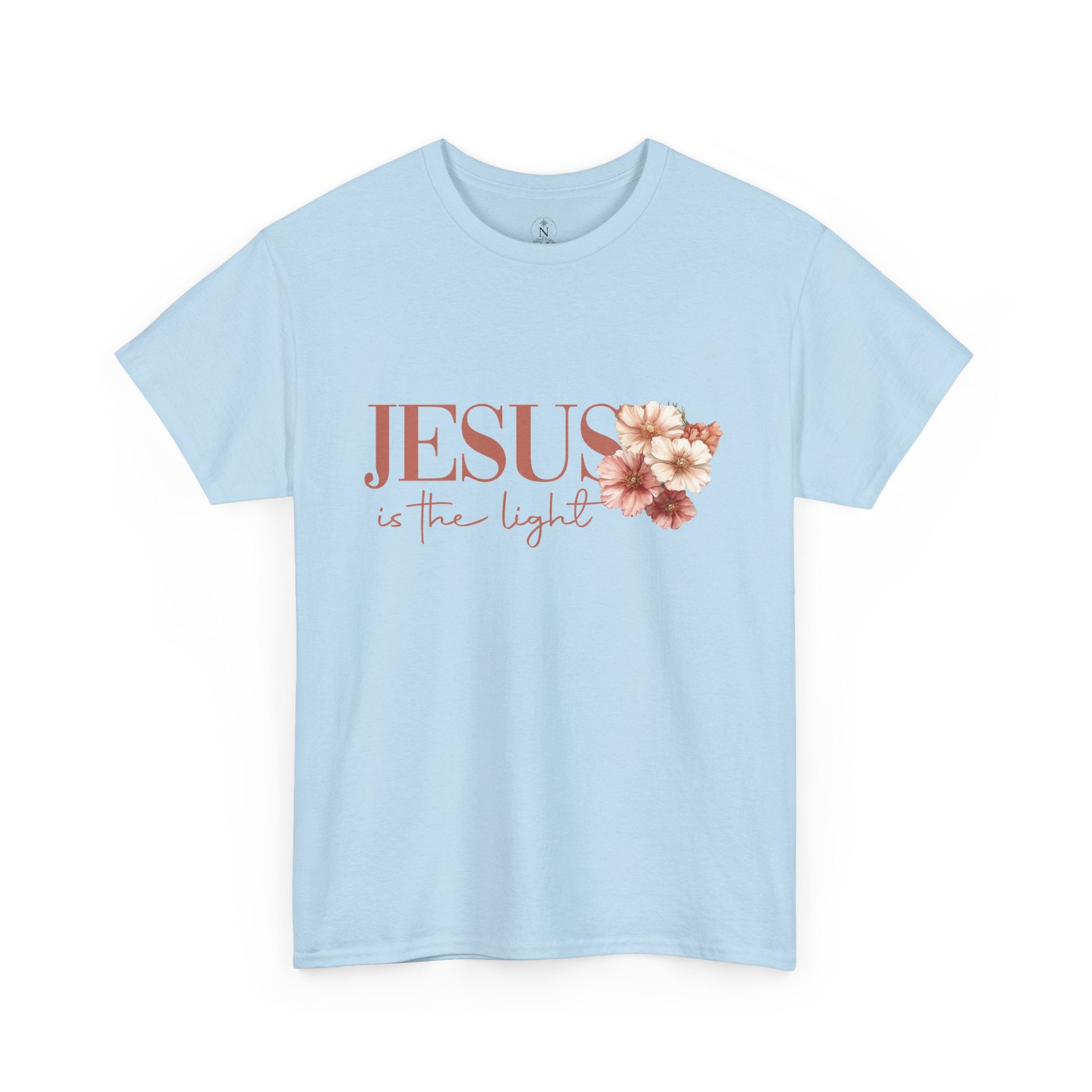 Jesus Is the Light T-Shirt — Floral Cross Christian Tee