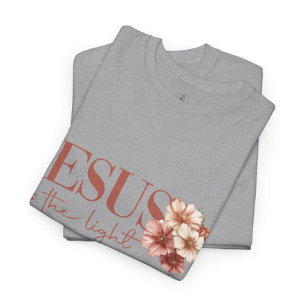 Jesus Is the Light T-Shirt — Floral Cross Christian Tee