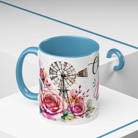 Choose Joy Floral Coffee Mug – Inspirational Pink Rose Accent Mug (11/15oz)