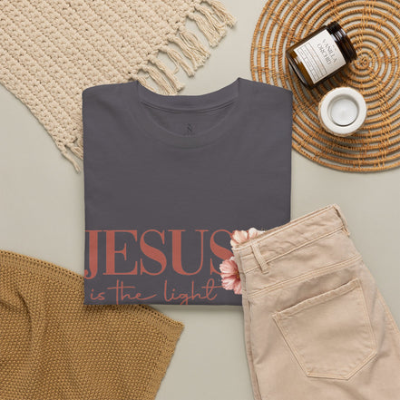 Jesus Is the Light T-Shirt — Floral Cross Christian Tee
