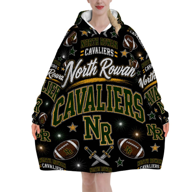Football Inspired - North Rowan Cavaliers - Adult Blanket Hoodie