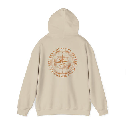 Men's Compass Rose Hoodie — "Let Your Past Be Your Compass, Not Your Anchor" Inspirational Graphic Hoodie