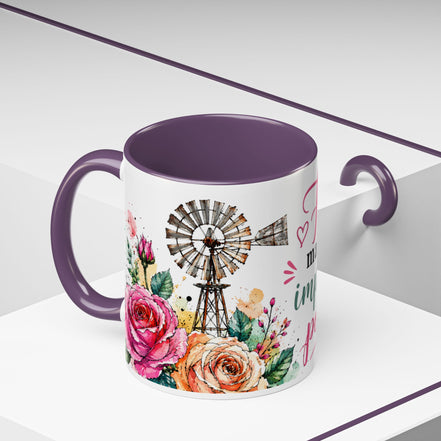 "Faith Makes the Impossible Possible" Coffee Mug — Floral Cross Inspirational Christian 110z