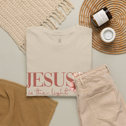 Jesus Is the Light T-Shirt — Floral Cross Christian Tee