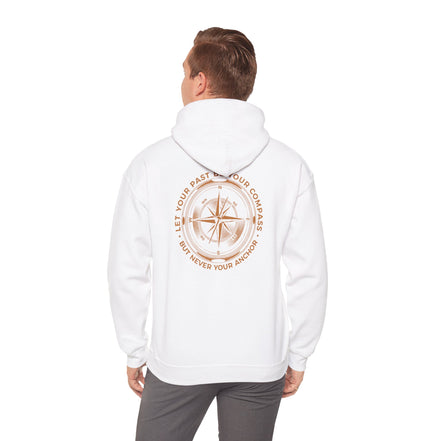 Men's Compass Rose Hoodie — "Let Your Past Be Your Compass, Not Your Anchor" Inspirational Graphic Hoodie