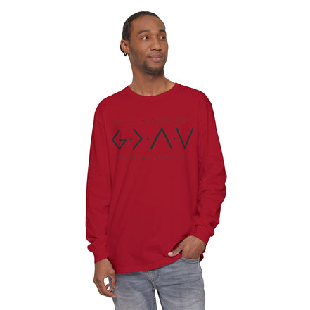God Is Greater Than Long Sleeve T-Shirt — "God Is Greater Than The Highs And Lows" Christian Tee