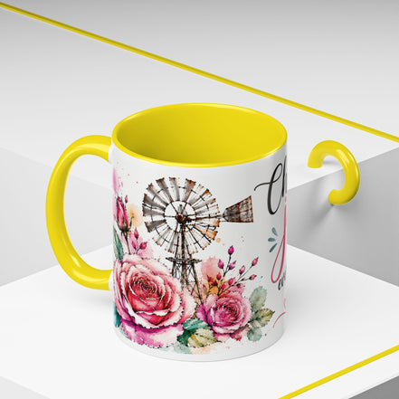 Choose Joy Floral Coffee Mug – Inspirational Pink Rose Accent Mug (11/15oz)