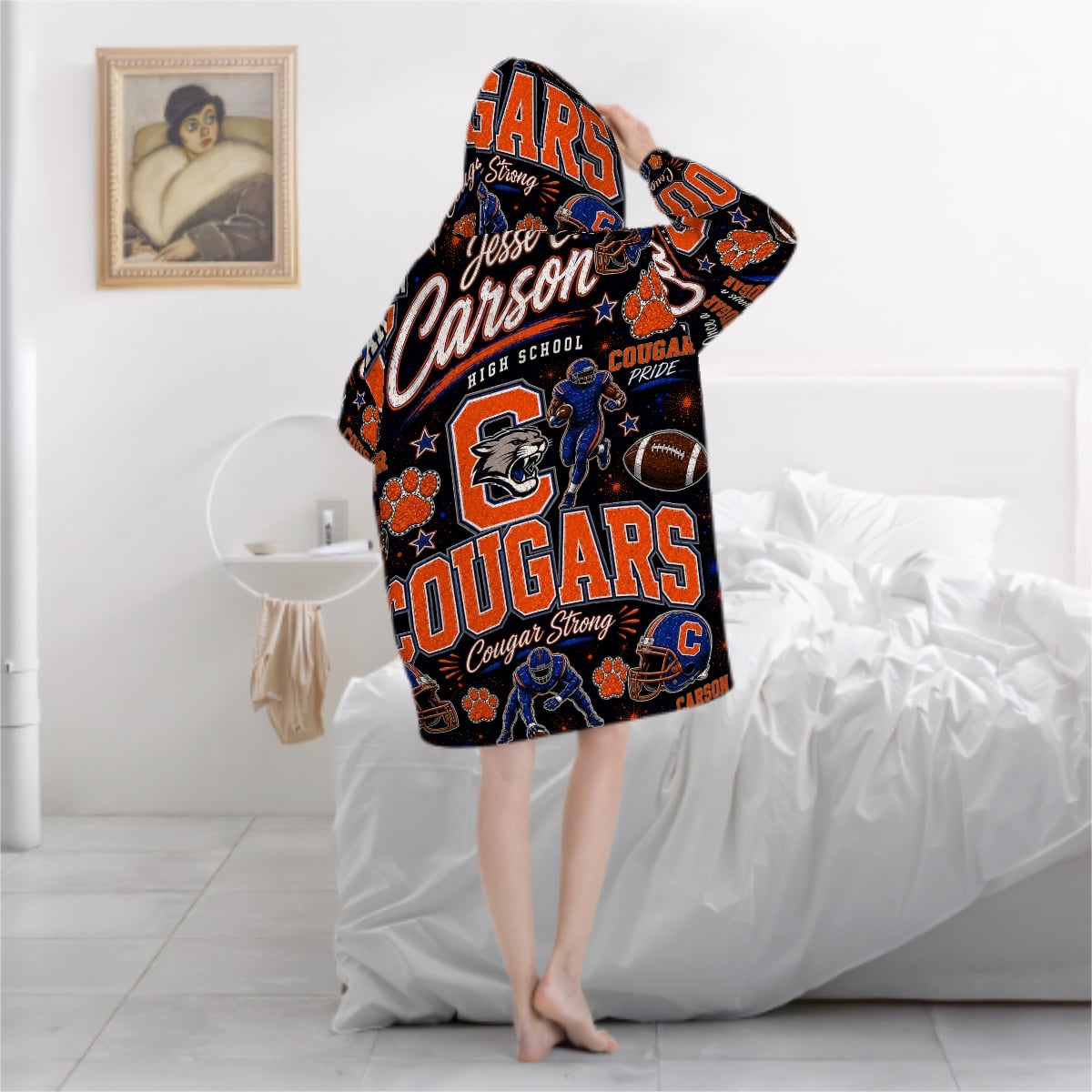 Football Inspired - J.C. Carson Cougars - Adult Blanket Hoodie