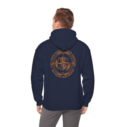 Men's Compass Rose Hoodie — "Let Your Past Be Your Compass, Not Your Anchor" Inspirational Graphic Hoodie