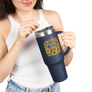 40oz Insulated Travel Mug — 'Choose Joy' Sunflower Design