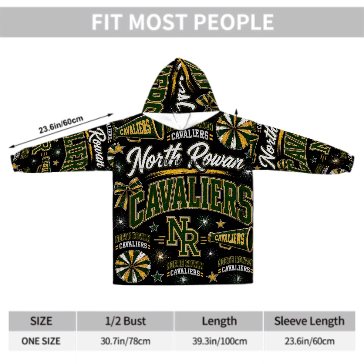 Cheer Inspired - North Rowan Cavaliers - Adult Blanket Hoodie