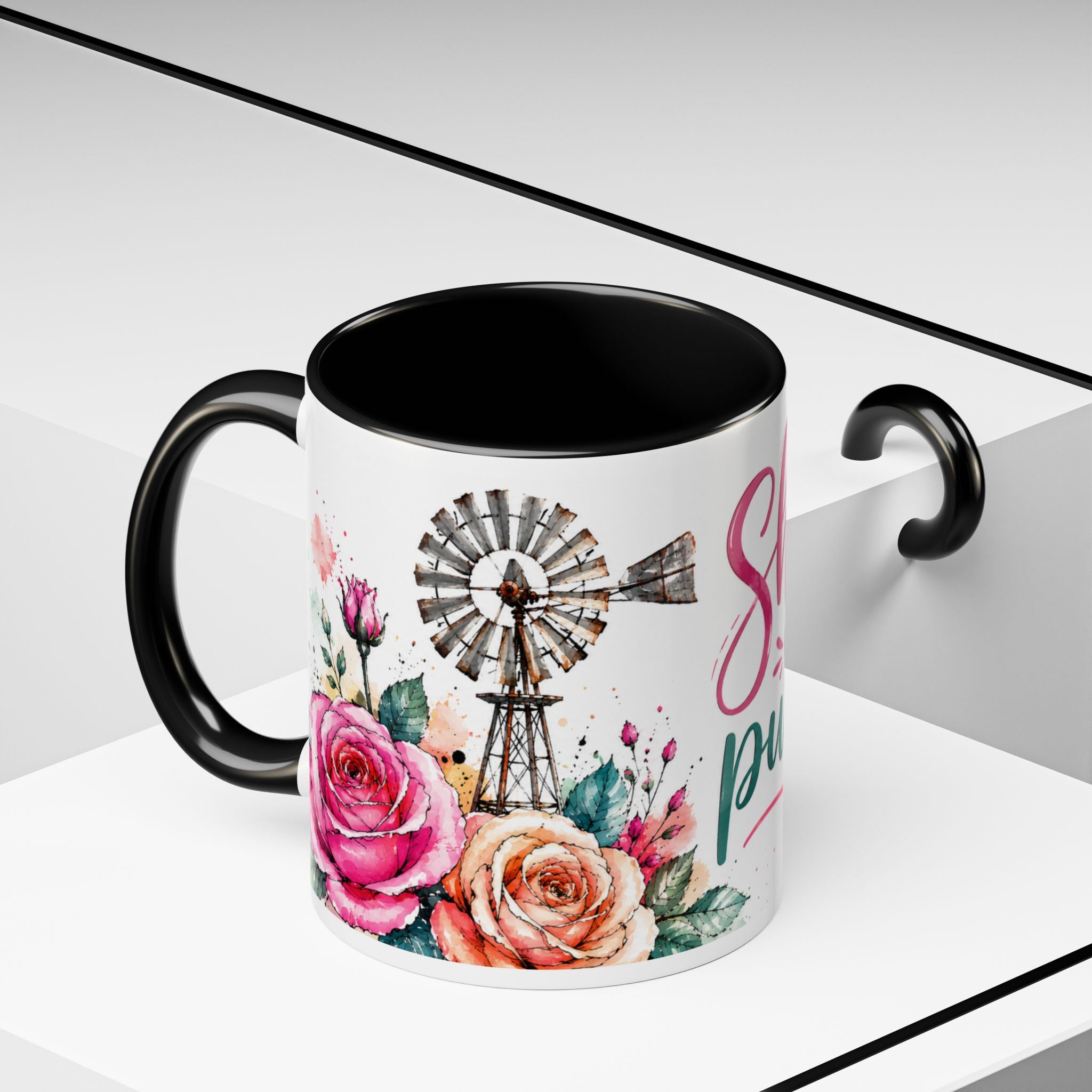 Shine With Purpose Floral Accent Coffee Mug — Inspirational 11oz Ceramic