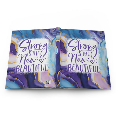 Hardcover Journal — "Strong Is The New Beautiful" Inspirational Notebook (Marble Purple & Blue)