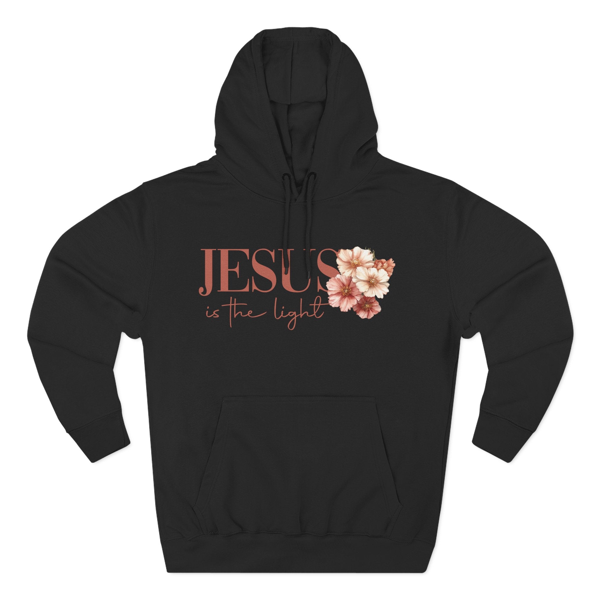 Jesus Is the Light Floral Cross Hoodie — Christian Faith Graphic Hoodie