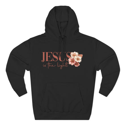 Jesus Is the Light Floral Cross Hoodie — Christian Faith Graphic Hoodie