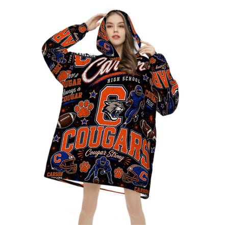Football Inspired - J.C. Carson Cougars - Adult Blanket Hoodie