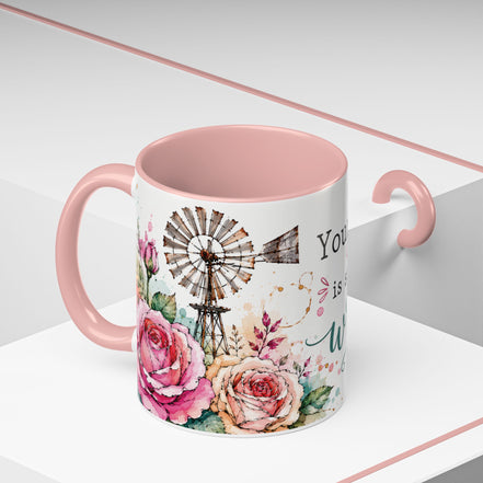 Inspirational Floral Accent Coffee Mug — “Your Story Is Still Being Written”