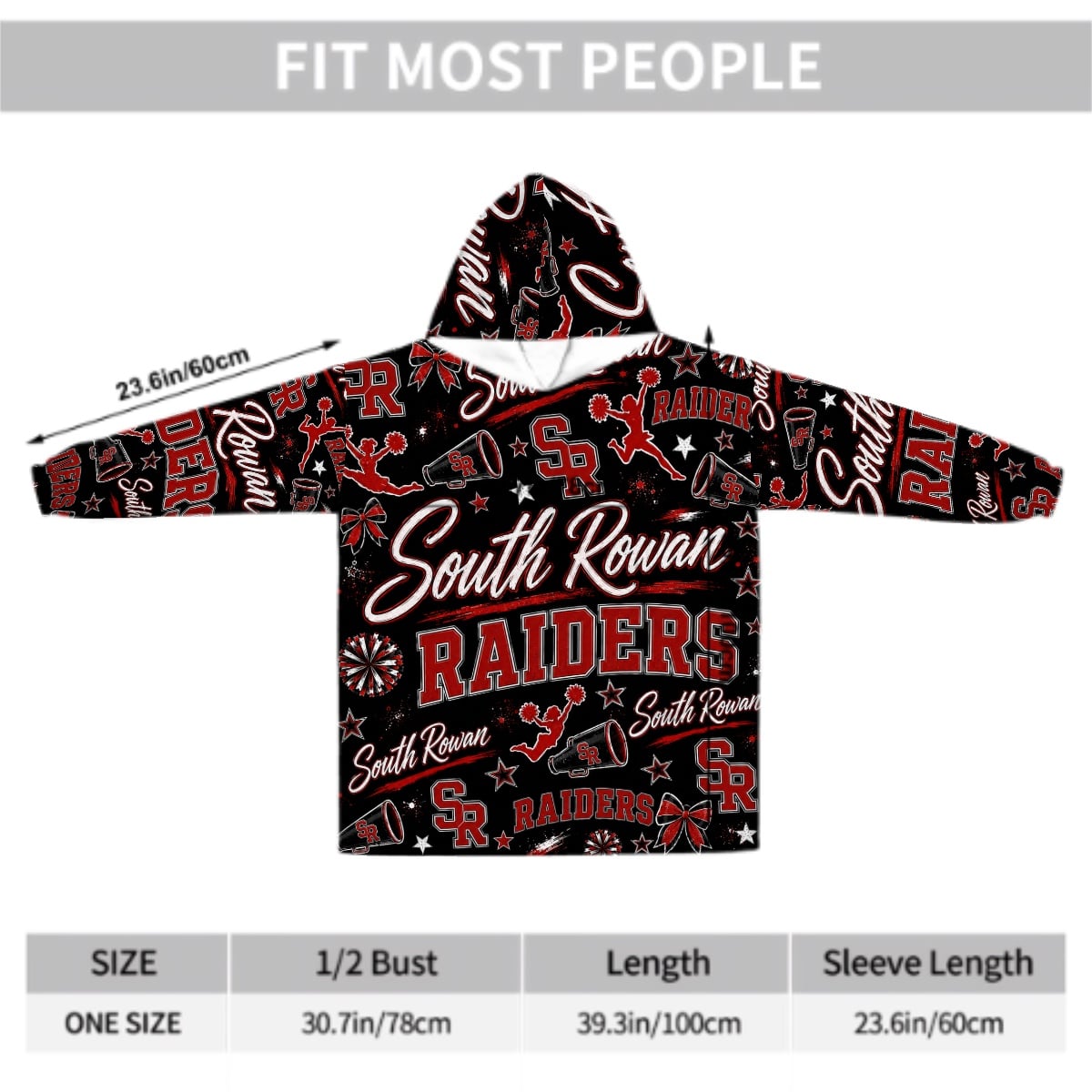 Cheer Inspired - South Rowan Raiders - Adult Blanket Hoodie