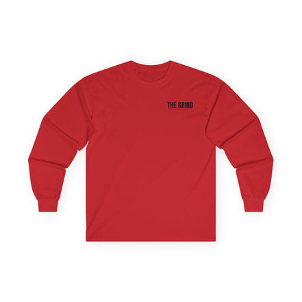 Men's "The Grind" Long Sleeve Tee — Motivational "The Grind" Back Print