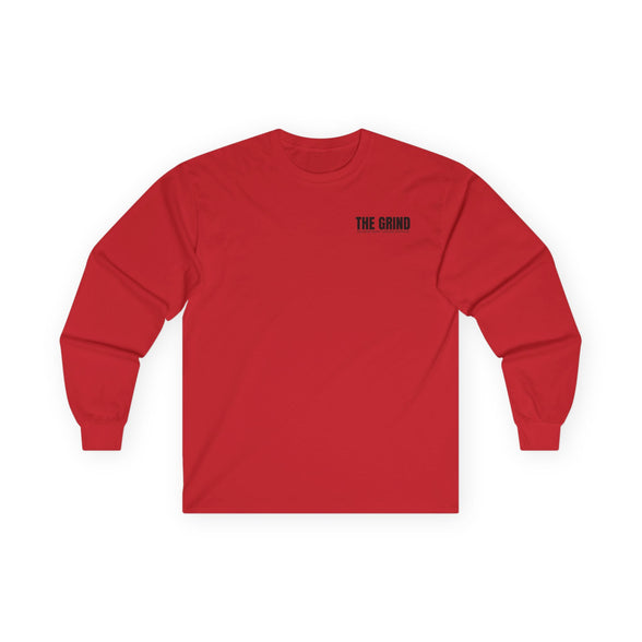 Men's "The Grind" Long Sleeve Tee — Motivational "The Grind" Back Print