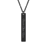 Engraved Vertical Bar Necklace — Faith Over Fear Message Pendant