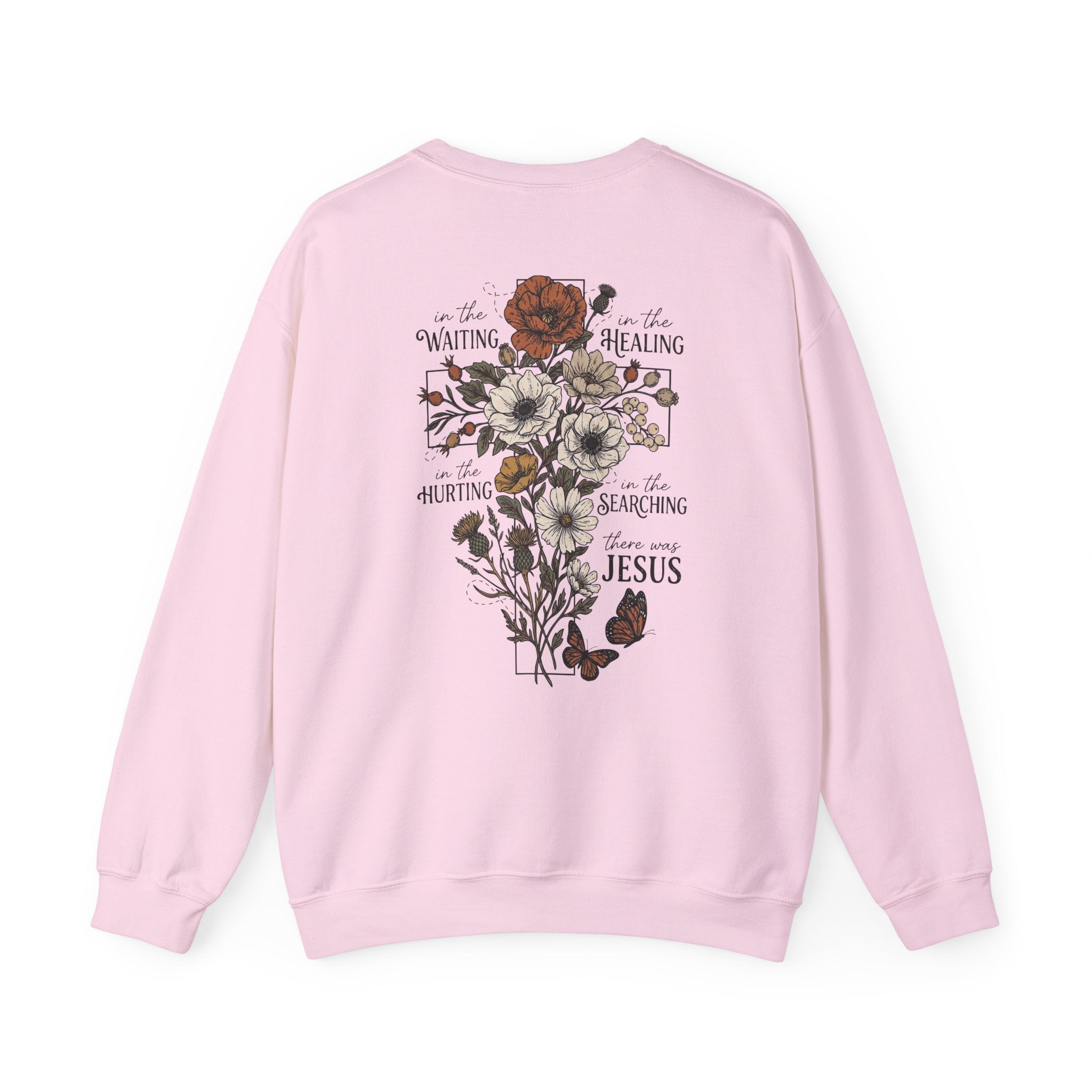 Religious Floral Cross - Inspirational Heavy Blend™ Crewneck Sweatshirt