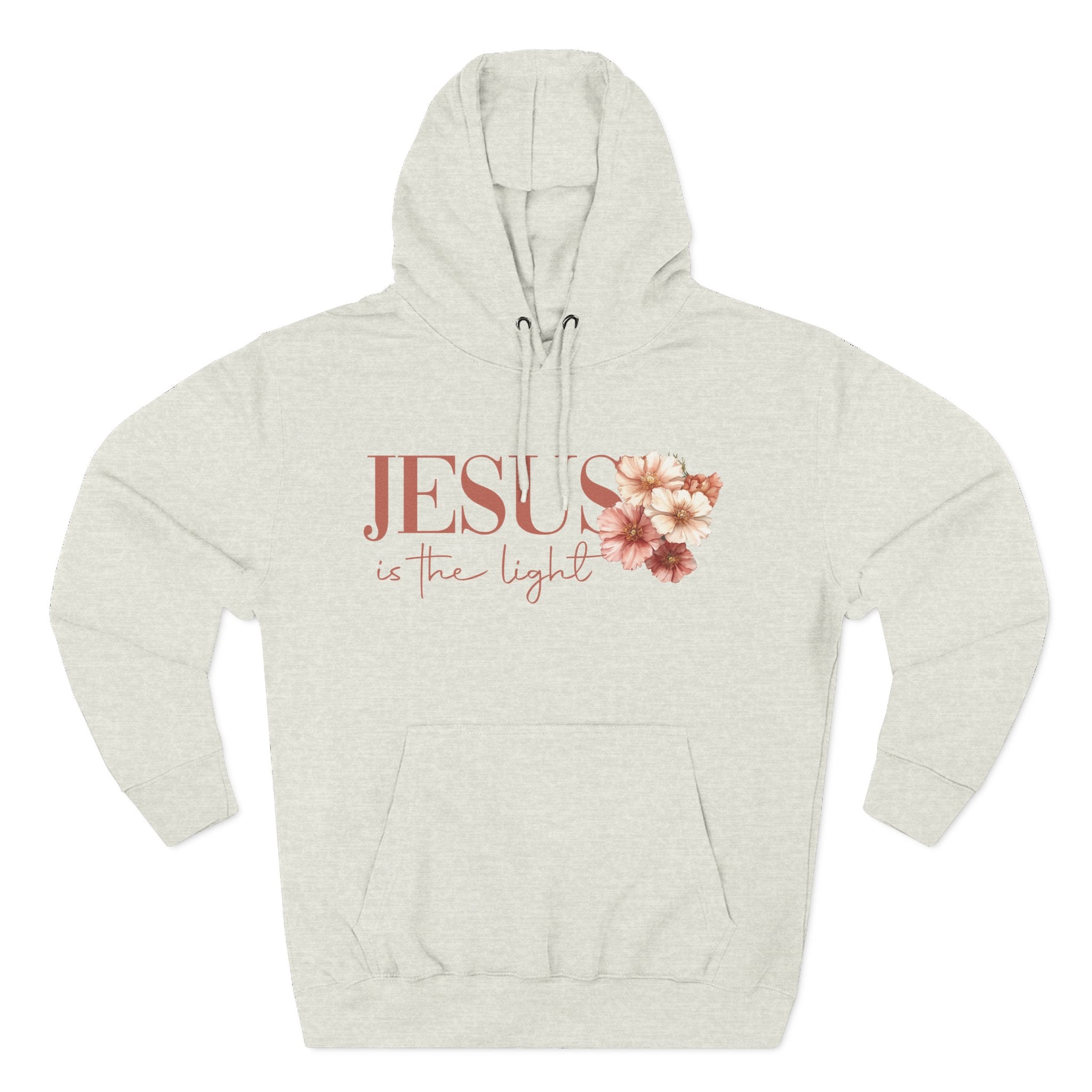 Jesus Is the Light Floral Cross Hoodie — Christian Faith Graphic Hoodie
