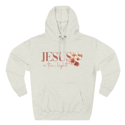Jesus Is the Light Floral Cross Hoodie — Christian Faith Graphic Hoodie
