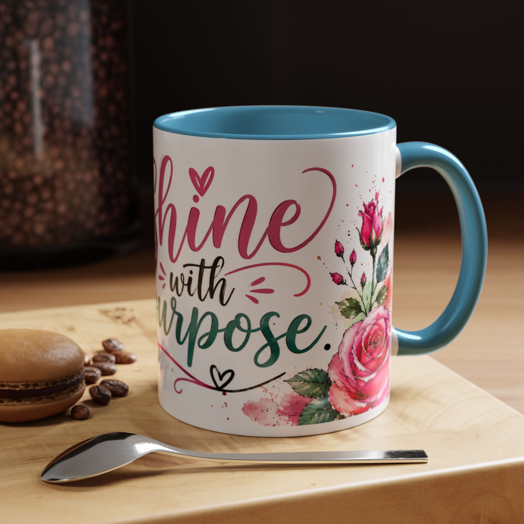 Shine With Purpose Floral Accent Coffee Mug — Inspirational 11oz Ceramic