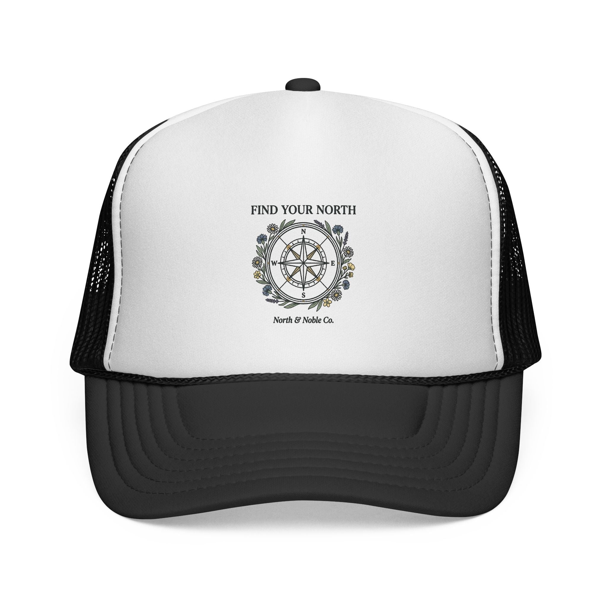 Find Your North Trucker Cap — Compass Graphic Mesh Baseball Hat