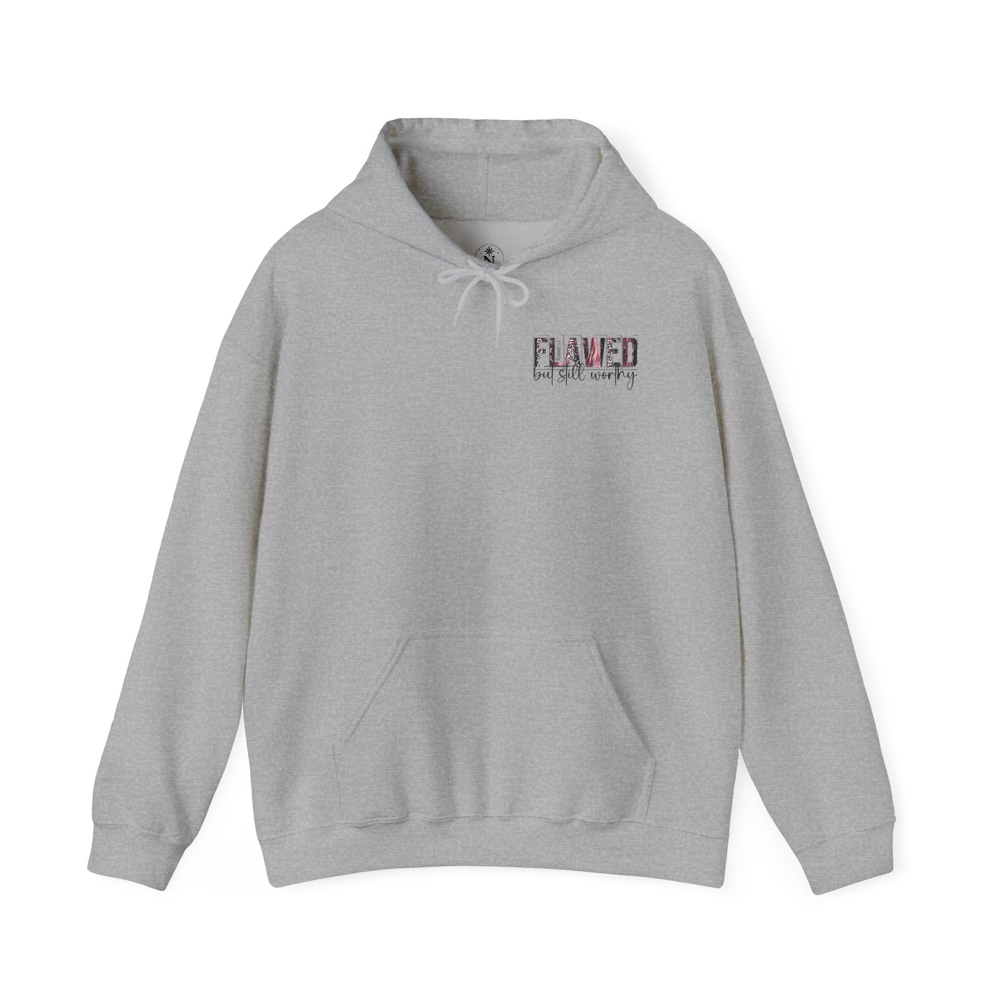 Flawed But Still Worthy Hoodie — Inspirational Women's Graphic Hoodie