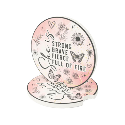 She Is Strong Brave Fierce Full of Fire - Car Coaster