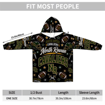 Football Inspired - North Rowan Cavaliers - Adult Blanket Hoodie