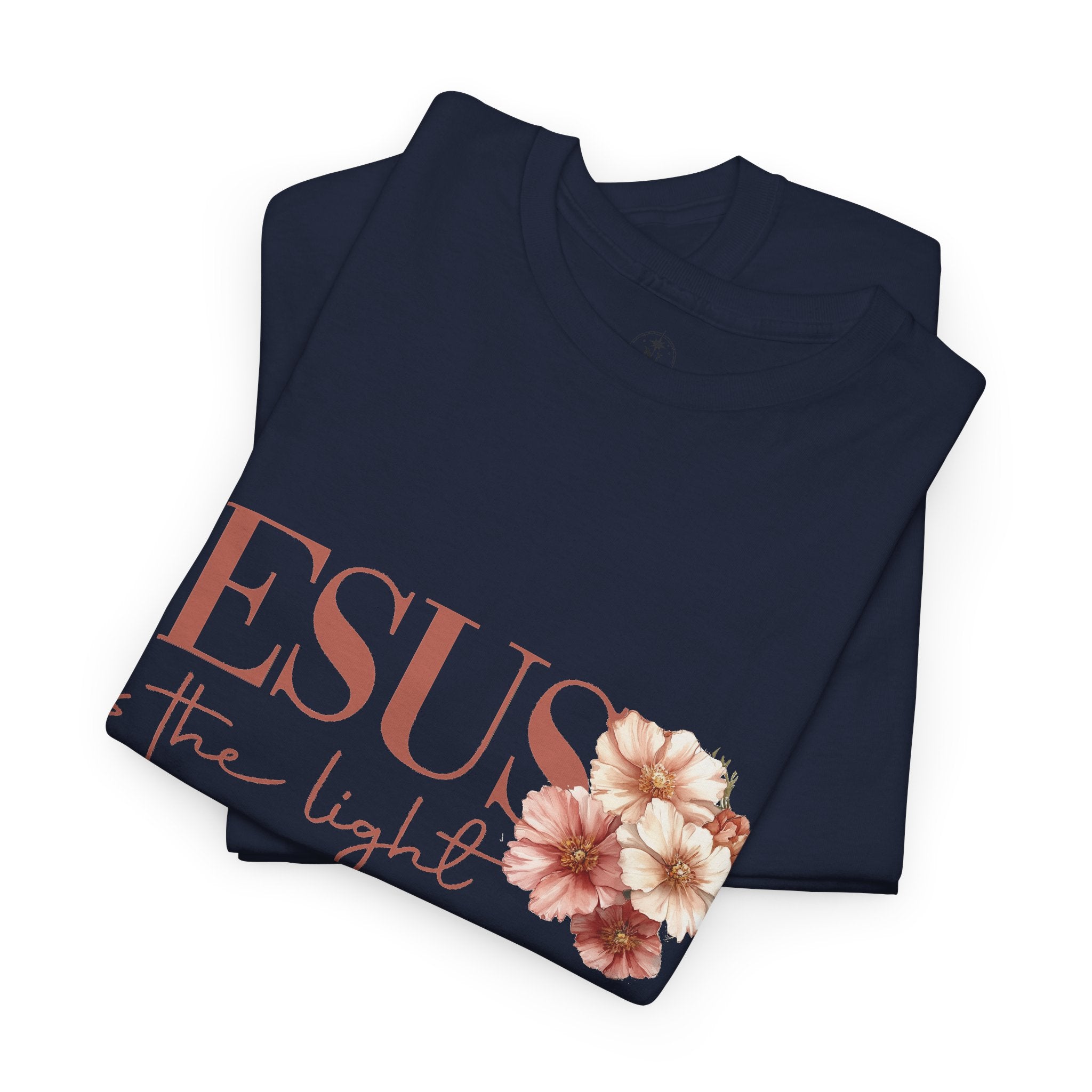 Jesus Is the Light T-Shirt — Floral Cross Christian Tee